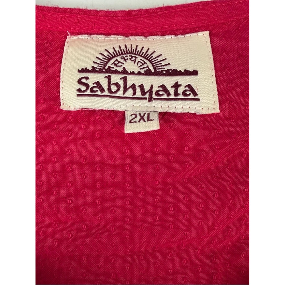 Sabhyata Magenta Pink Embroidered Boho Tunic Dress 2XL Floral Tassel Tie Back - Picture 4 of 5